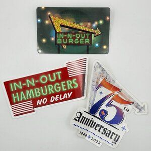 3 In-N-Out Burger Stickers 1 Arrow Sign Holiday Lights No Value Gift Card 2022